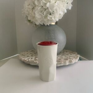 STARBUCKS Double Wall Faceted White 10ozCeramic Tumbler